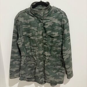 Universal Thread Women's Large ‎ Camo Anorak Jacket Hooded Drawstring Pockets